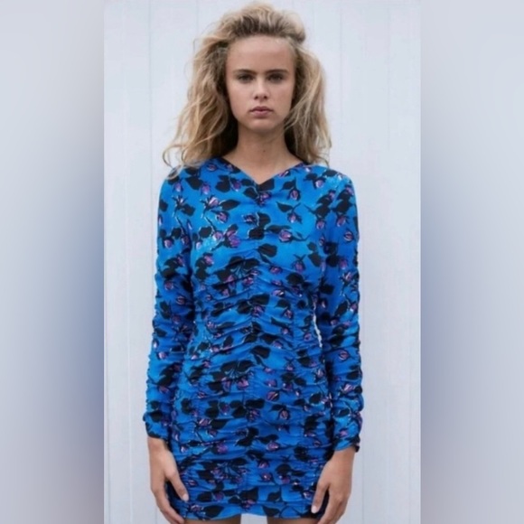 Zara Dresses & Skirts - NWT Zara Dress Zara Ruched Long Sleeve Mini Dress Floral |Size XS